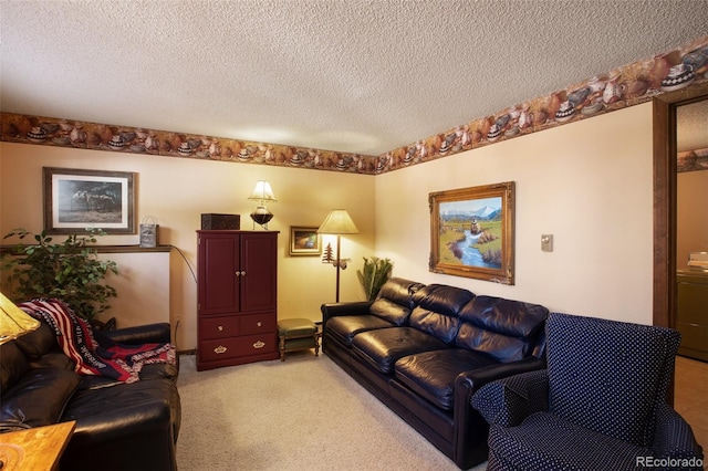 1321 W Midland Ave, Woodland Park, CO 80863 - living room featuring a textured ceiling and light colored carpet
