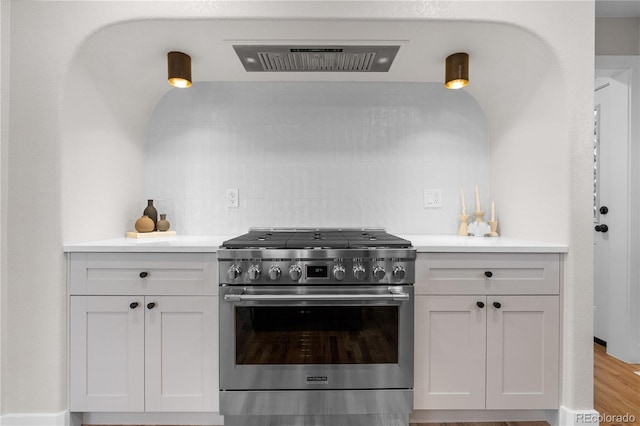 8079 W 67th Ave, Arvada, CO 80004 - kitchen featuring stainless steel range, light countertops, and extractor fan
