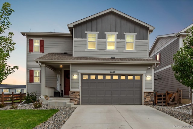 view of front of house with a garage