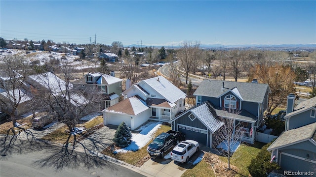 aerial view with a residential view