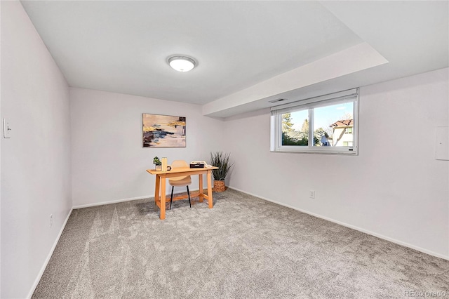 home office with carpet floors