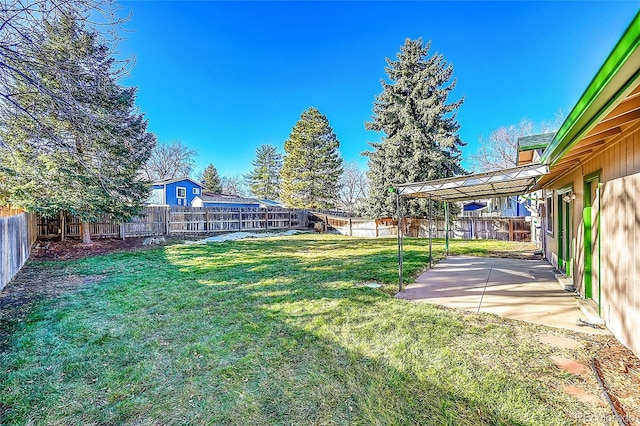 view of yard with a patio area