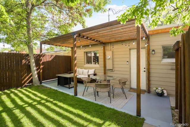 3929 Shoshone St, Denver, CO 80211 - view of patio / terrace with an outdoor living space and a pergola
