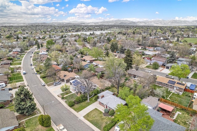 bird's eye view with a residential view and a mountain view