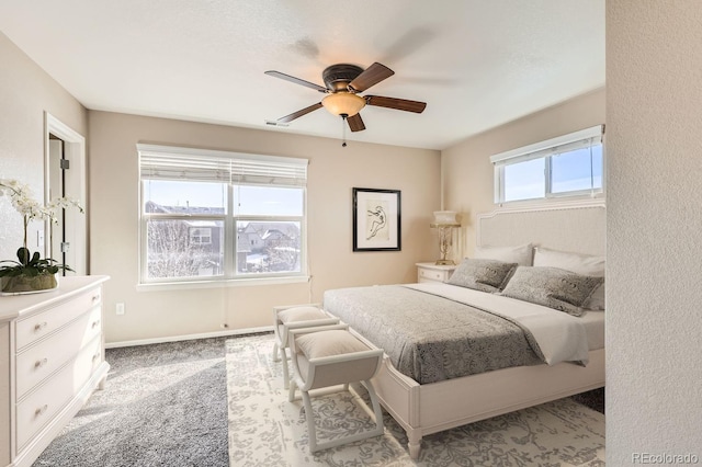 bedroom featuring carpet and ceiling fan