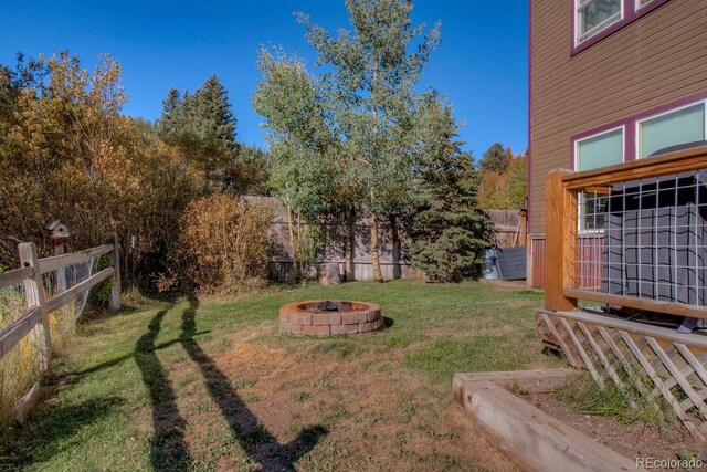 136 W Buckskin Rd, Alma, CO 80420 - view of yard with a fire pit and a fenced backyard