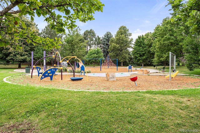 view of play area with a lawn