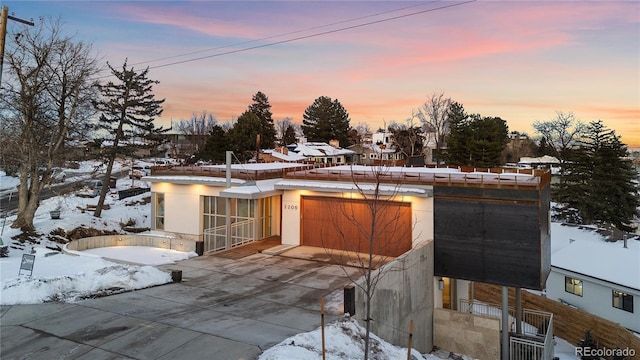 view of snow covered patio