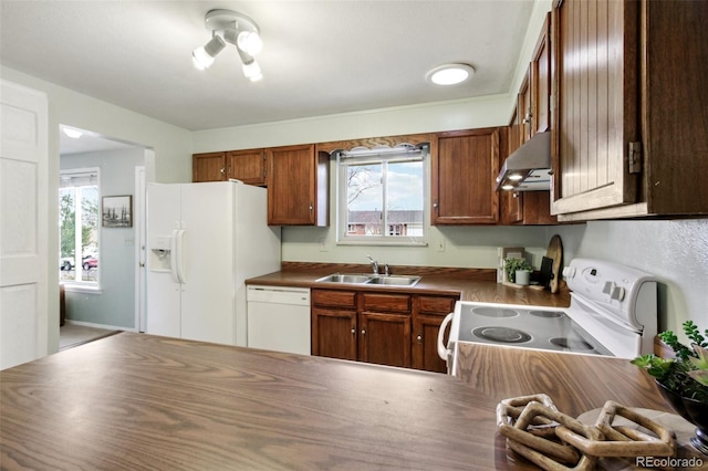 kitchen featuring sink and white appliances