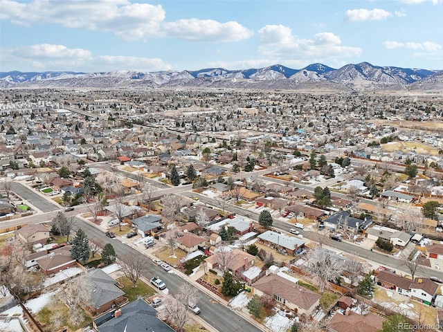 drone / aerial view with a mountain view