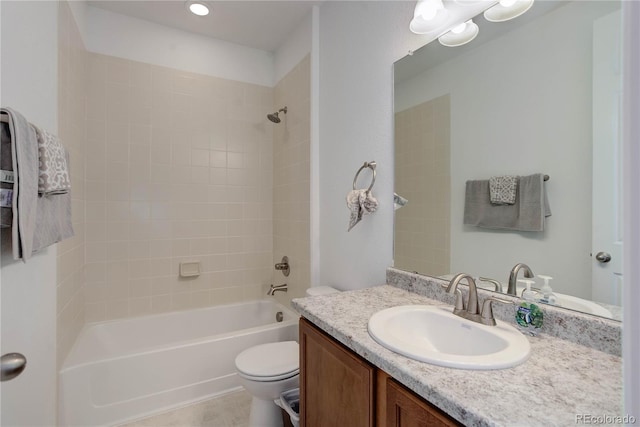 9643 Birch Ln, Thornton, CO 80229 - full bathroom with vanity, toilet, and shower / bathtub combination