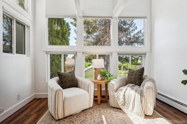 sunroom / solarium with a baseboard heating unit