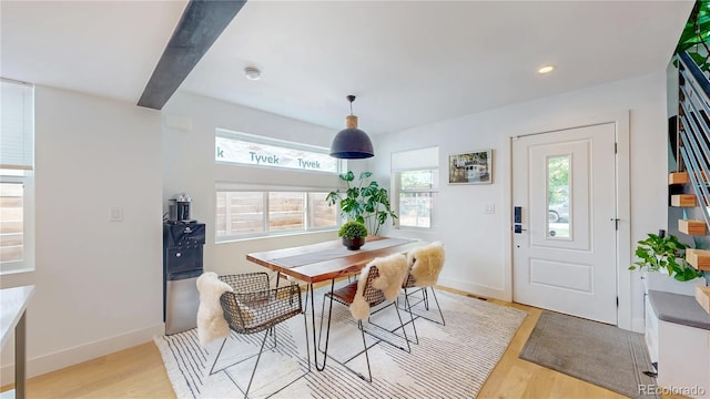 2147 S Sherman St, Denver, CO 80210 - dining space with light wood-type flooring, plenty of natural light, and recessed lighting