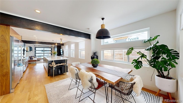 2147 S Sherman St, Denver, CO 80210 - dining space featuring plenty of natural light, light wood-type flooring, and recessed lighting