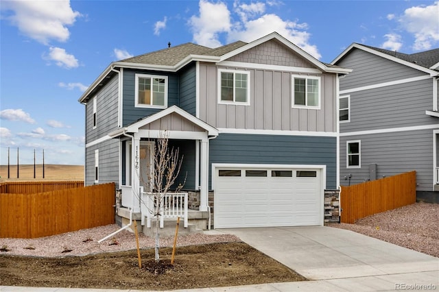 craftsman inspired home featuring a garage