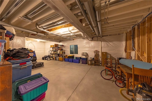 view of unfinished basement