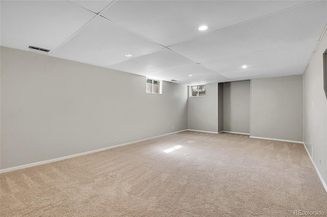 4781 S Grant St, Englewood, CO 80113 - below grade area featuring light colored carpet, recessed lighting, and baseboards