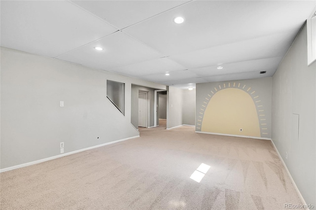 4781 S Grant St, Englewood, CO 80113 - finished below grade area featuring recessed lighting, light carpet, and baseboards