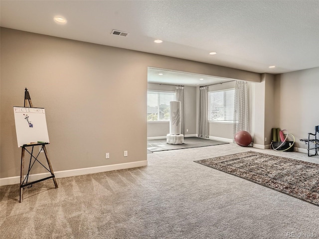 11096 Endeavor Dr, Parker, CO 80134 - exercise area featuring carpet, recessed lighting, baseboards, and a textured ceiling