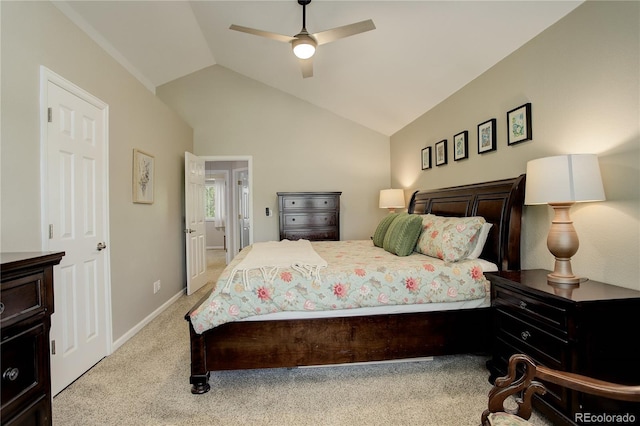 12671 Meadow Bridge Way, Parker, CO 80134 - carpeted bedroom with lofted ceiling, ceiling fan, and baseboards