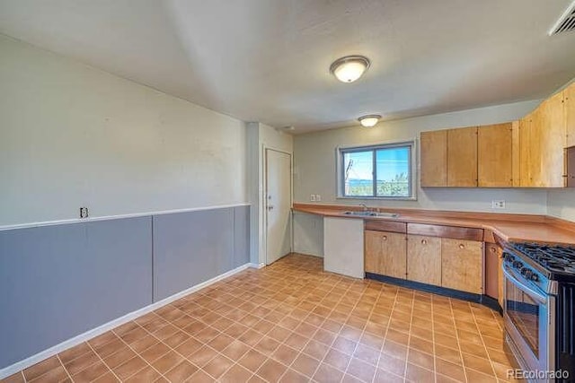 kitchen with sink and stainless steel range with gas stovetop