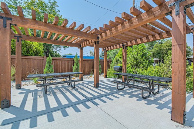 view of patio / terrace featuring a pergola