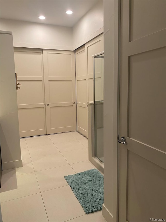 19 S 45th Ave, Brighton, CO 80601 - interior space featuring tile patterned floors, a stall shower, and recessed lighting