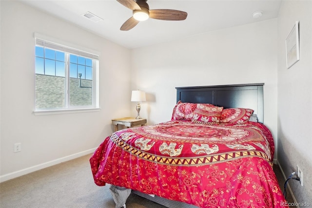 bedroom with carpet and ceiling fan