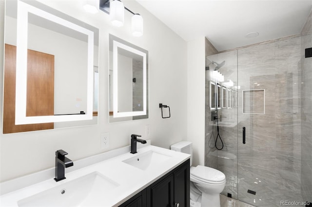 655 Cree Cir, Boulder, CO 80303 - full bathroom featuring double vanity and a stall shower