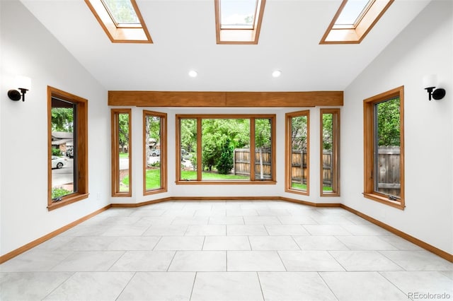 655 Cree Cir, Boulder, CO 80303 - unfurnished sunroom featuring a skylight, lofted ceiling, and recessed lighting