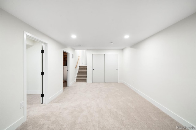 655 Cree Cir, Boulder, CO 80303 - finished basement with carpet flooring, recessed lighting, and stairs