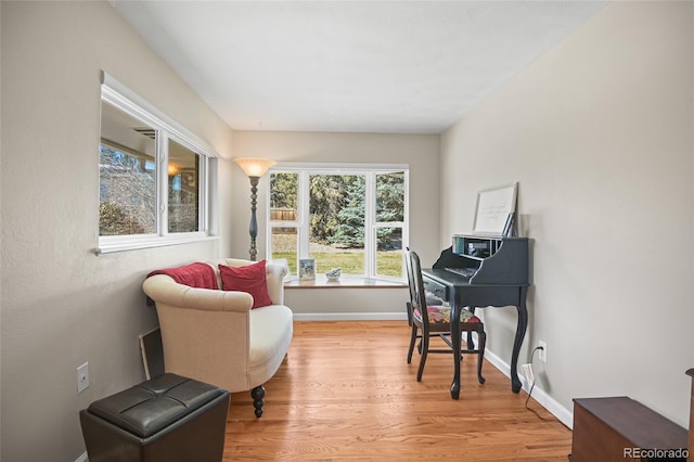 living area featuring light wood-type flooring