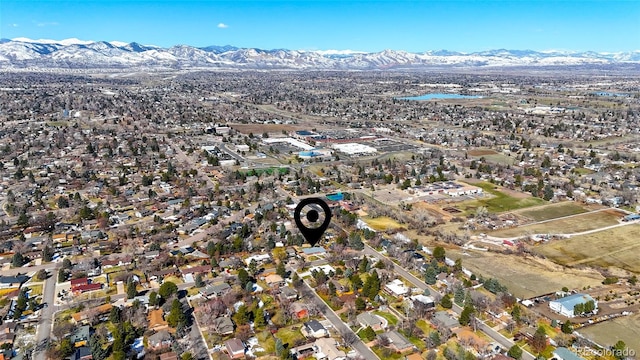 bird's eye view with a mountain view