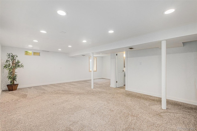 3715 Manchester St, Colorado Springs, CO 80907 - basement featuring recessed lighting, light carpet, and baseboards