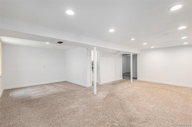 3715 Manchester St, Colorado Springs, CO 80907 - finished below grade area with recessed lighting, light carpet, and baseboards