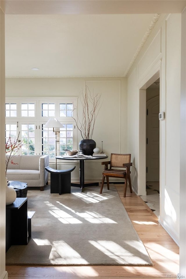 office area featuring plenty of natural light and light wood finished floors