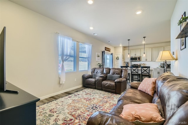 living room featuring hardwood / wood-style flooring