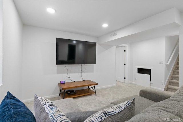 living room with carpet floors