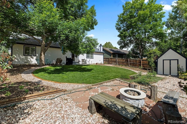 4421 Sunshine Cir, Loveland, CO 80538 - view of yard featuring a patio and an outdoor fire pit