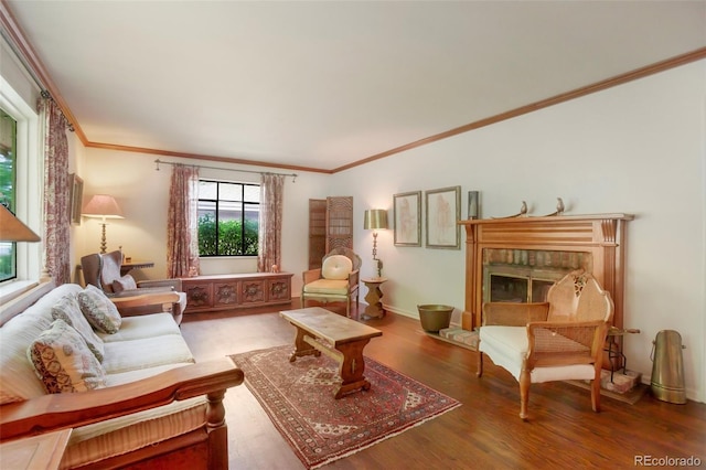 2309 E Floyd Pl, Englewood, CO 80113 - living area featuring crown molding and wood finished floors