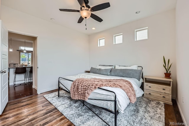 2592 Sweet Wind Ave, Castle Rock, CO 80109 - bedroom with wood finished floors, recessed lighting, and a ceiling fan
