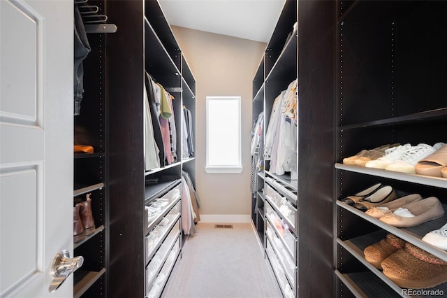 spacious closet with carpet flooring