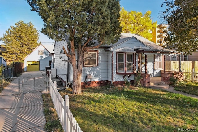 bungalow with a front lawn