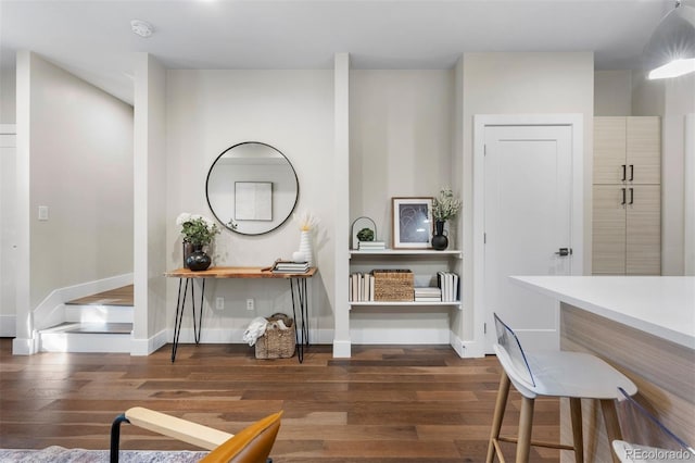 interior space featuring dark wood-type flooring