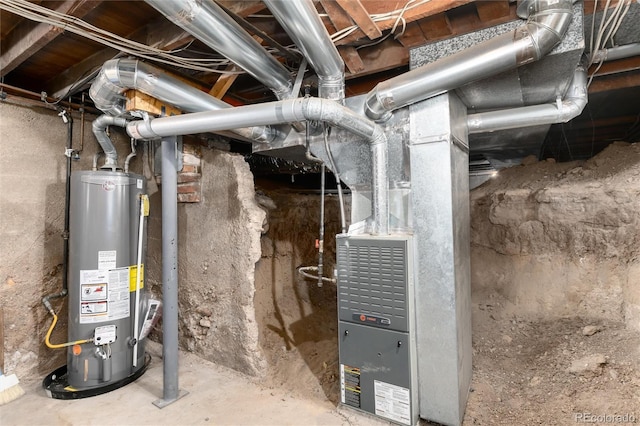 utility room featuring gas water heater