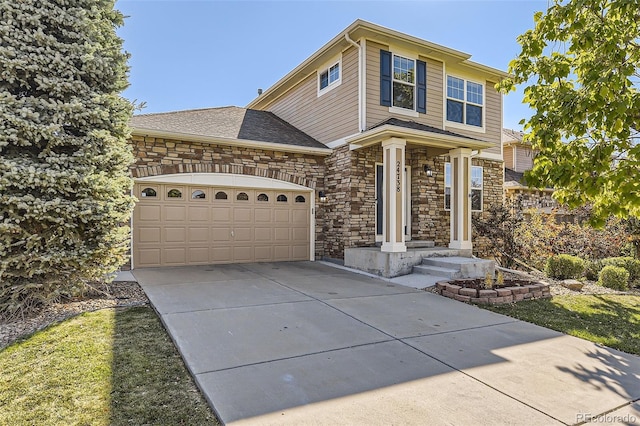 front of property featuring a garage