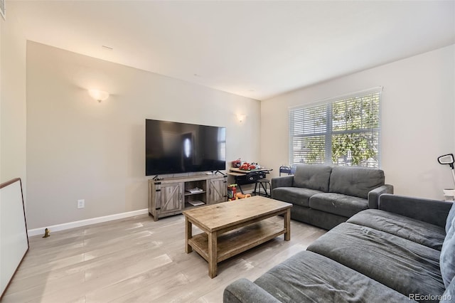 living room featuring light wood-type flooring