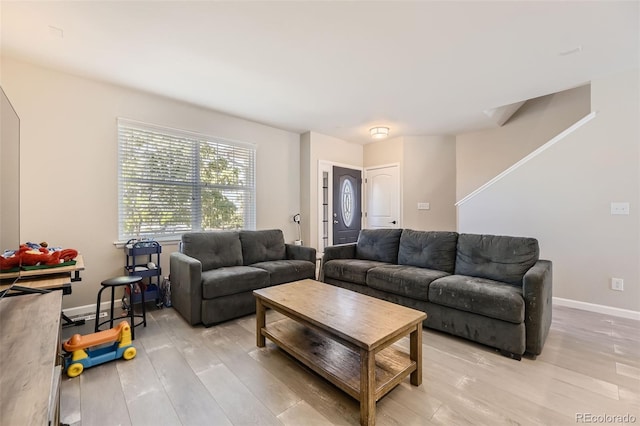 living room featuring light hardwood / wood-style floors