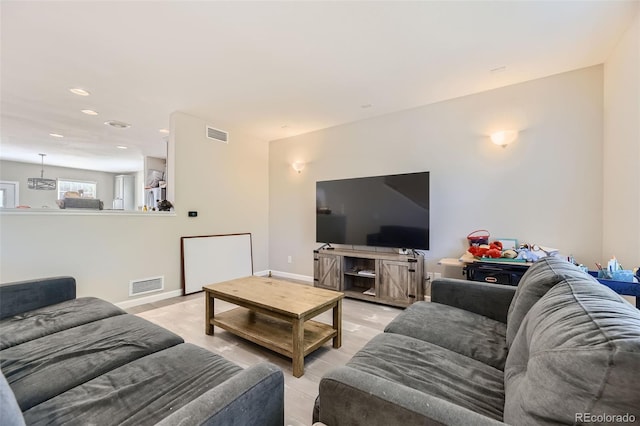 living room featuring light hardwood / wood-style flooring