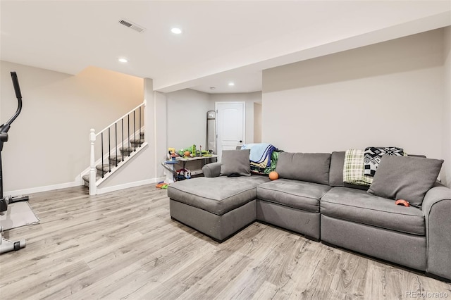 living room featuring light hardwood / wood-style flooring